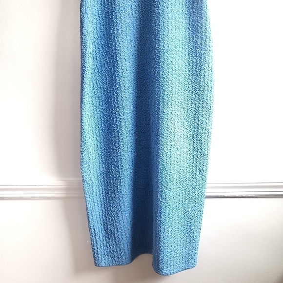New Galvan London Selene Cutout Back Textured Knit Blue Midi Dress Large NWT - Picture 12 of 16